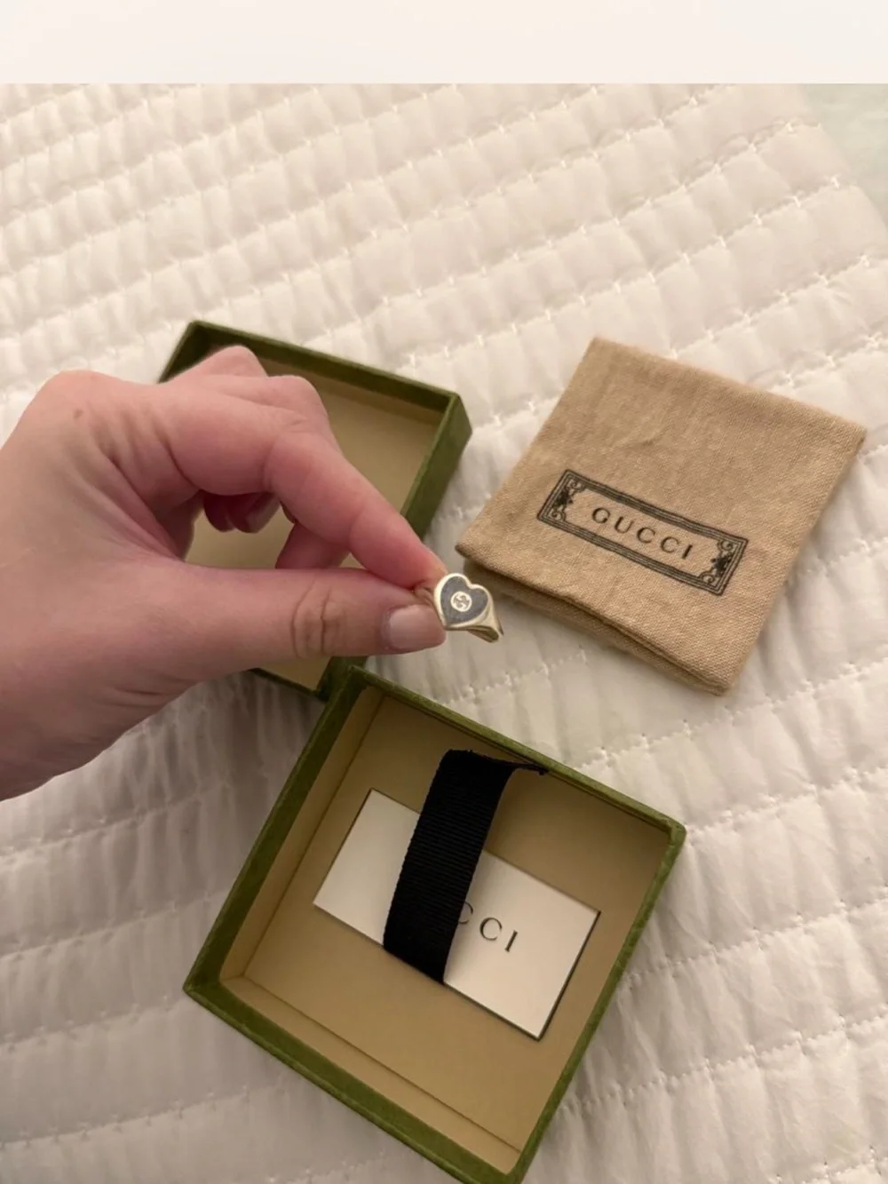 LIKE NEW♥️100% Authentic Silver Gucci Heart Ring